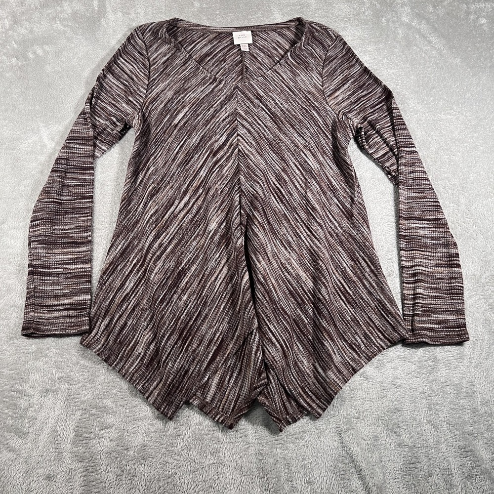 Knox Rose Pullover Top Womens 2XL Brown Marled Stripe Asymmetrical Hem Boho‎